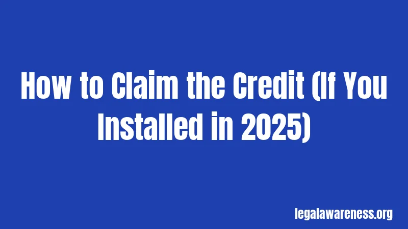 How to Claim the Credit (If You Installed in 2025)