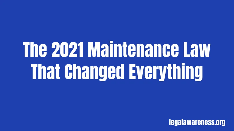 The 2021 Maintenance Law That Changed Everything